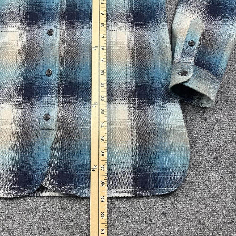 Vtg Pendleton Board Shirt Men Size Small Blue White Plaid Wool Button LongSleeve - Picture 6 of 8